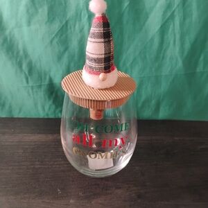Mud Pie Gnome Christmas Glass/w Lid